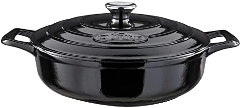 La Cuisine 7100 Premium Enameled Cast Iron Rectangular Grill Pan, Griddle Pan - 29x26 x 2.5 cm 2-Tone RED Enamel Exterior