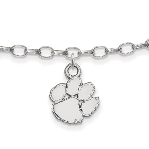LogoArt Sterling Silver Clemson University Anklet, 9 Inch