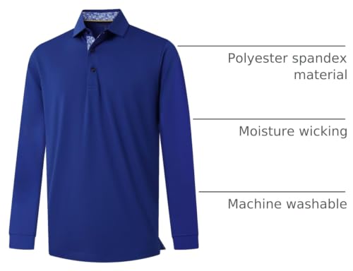 Image of Mens Polo Shirts Short and Long Sleeve Casual Solid Stylish Dry Fit Performance Designed Collared Golf Polo Shirts for Men