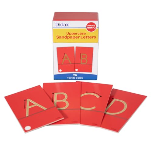 Didax Uppercase Sandpaper Letters - 28 Tactile Alphabet Cards for Grades Pre-K to 1st - Educational Letter Resources for Young Learners