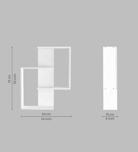 Image of ALEN Multipurpose Modular Wall Racks /Shelves /Organiser /Decor Particle Board Wall Shelf (Number of Shelves - 4, White)