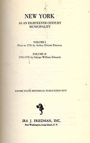 New York as an Eighteenth Century Municipality B0006BWRGI Book Cover