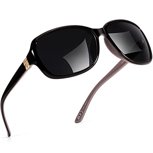 Image of SIPHEW Polarized Sunglasses for Women | Vintage Square Sunglasses w UV400 Protection | Womens Wraparound Shade