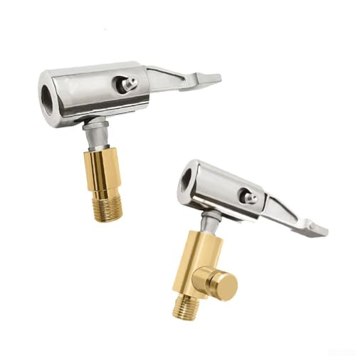 Desiumite Juego de adaptadores de válvula de coche, 2 piezas de aleación de zinc y conector de aire de cobre para coches, motocicletas, bicicletas y - Diseño de bloqueo de barra de empuje con
