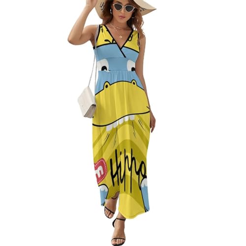 Robe maxi col V jaune pour rester fraîche et élégante malgré la chaleur estivale