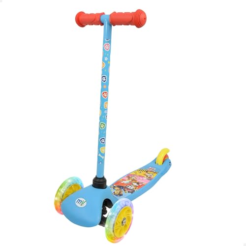 La Patrulla Canina Patinete 3 Ruedas Luces, 55x23x68 cm, +3 años, Máx. 20 kg, Estructura Estable, Base Antideslizante, Colorido Sky y Marshall, Motricidad Fina, Actividades niños (77750)