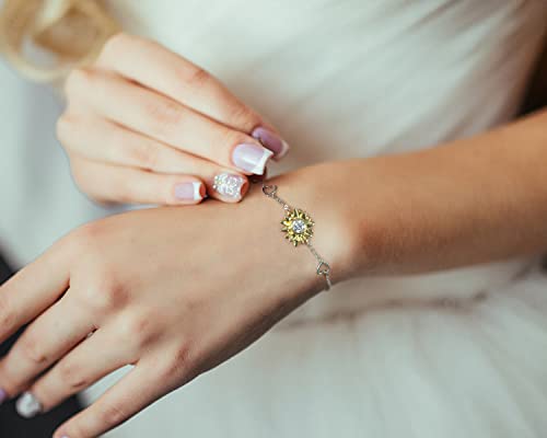 Sunflower Heart Bracelet For Women Sterling Silver Moissanite Diamond Adjustable Charm Bracelets Pulseras De Mujer White Gold Plated Jewelry Birthday Gifts For Her Mom Women Girlfriend Mama Wife #TOP3