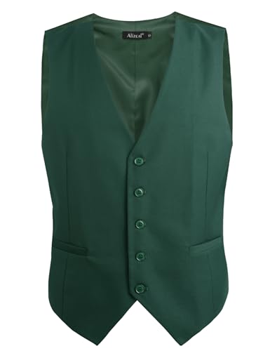 Image of Alizeal Mens Classic Solid Suit Vest Regular Fit Tuxedo Waistcoat