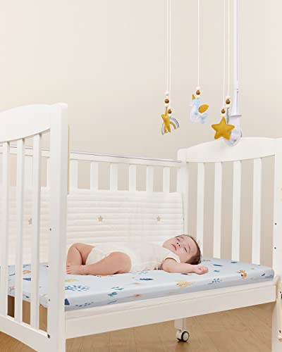 Mini Crib Mattress, 2-Stage Dual Firmness, Cooling Gel Memory Form For Toddler High Density Support Foam For Infant, 38 X 24Inch Soft Jacquard Cover With Woodland Animals Print, Removable And Washable #TOP6