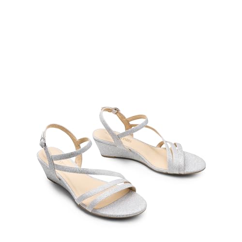 Image of DREAM PAIRS Strappy Wrapped Dressy Wedge Sandals, Comfortable Ankle Strap Open Toe Evening Dress Wedding Dance Summer Shoes
