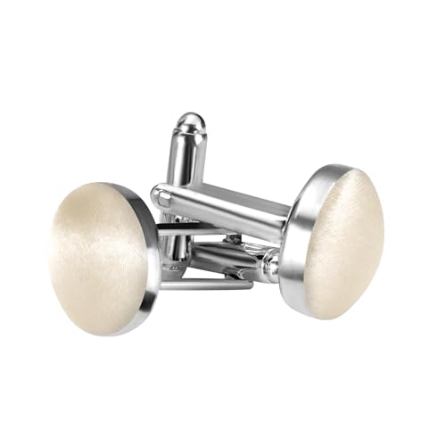 MANSPHIL Champagne Silk Cuff Links for Men, Tuxedo Cufflinks for Grooms Wedding Business, 0.7