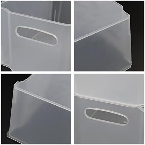 Lesbye Set of 6 Plastic Stackable Fridge Storage Baskets, Freezer Bin Organiser, Matte Transparent, f
