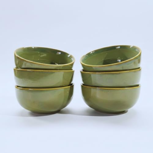 Image of Freakway Dinner Bowls, Green Ceramic, Set of 6