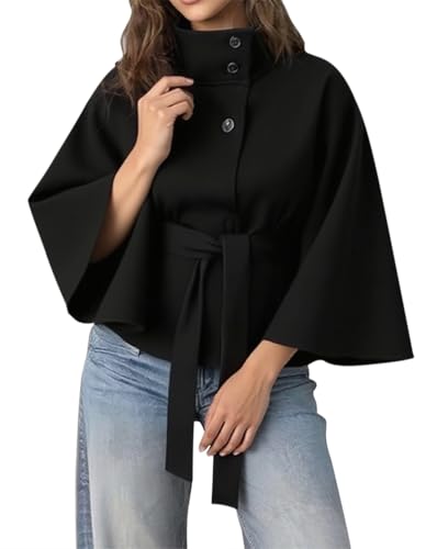 Minetom Poncho Femme Cape Elégante Automne Hiver Châle Couleur Unie