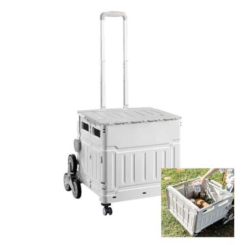 Faltbarer Einkaufswagen mit Teleskopgriff und 8 Rädern, höhenverstellbar, Aufbewahrungslösung für Zuhause, Garten, Büro, Schule, 75 l Fassungsvermögen