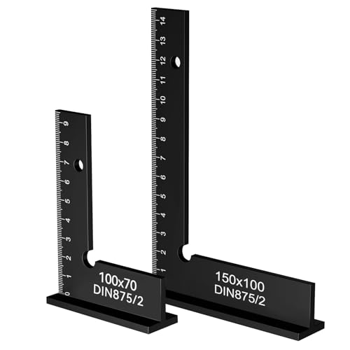 BEASAFY 2 équerres de serrurier, équerres de butée à 90° avec échelle de mesure (cm), angle de précision pour travaux précis dans la construction métallique et l'atelier, 100 x 70 mm et 150 x 100mm