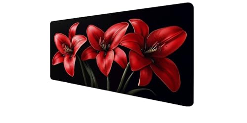 Tapis de souris gaming XXL grand format tapis souris rouge antidérapant avec base caoutchouc
