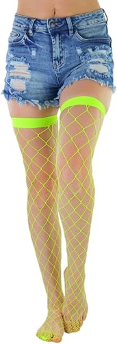Image of ToBeInStyle Women's Vibrant Large Net Fishnet Thigh High Elastic Nylon Novelty Stockings