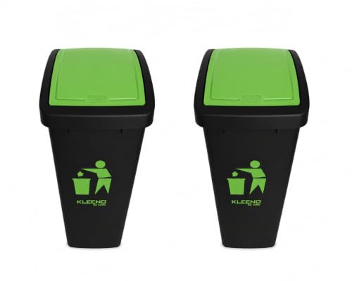 Image of Cello Plastic Garbage Swing-Lid Dustbin 48 Ltr, (Green & Green) COMBO