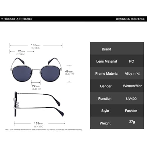 Lunettes de soleil rétro ovales légères pour éviter les marques
