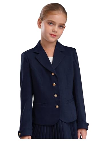 Linjinx Blazer Jacket for Kids Girls Long Sleeve Solid Lapel Formal Suit Coat School Uniform Dress Tops with Pocket3