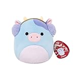 Squishmallows SQXM01275 - Clayton la Vaca con Orejeras (19 cm), Peluche Oficial de Jazwares, Supersuave