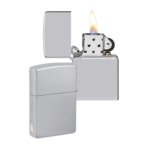 Zippo Windproof Lighter - Flame Design - High Polish Chrome - Refillable - Reusable - Windproof - Gift Box - Metal - Made in USA - Amazon Exclusive
