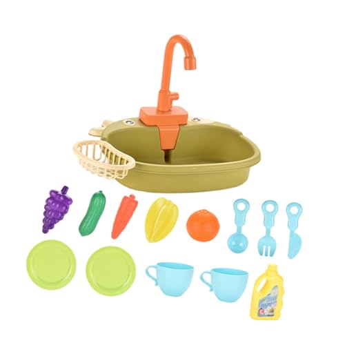 Sharplace Juego de Juguetes para Fregadero de Cocina, Regalo, de Circulación de Agua, Juego Educativo para Lavar Platos, Juego de rol para Niñas Y Niños, Verde