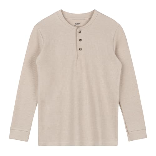 Brix Boys' Long Sleeve Thermal - Henley Shirt Waffle Fashion Clothes.