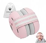 JITIFAZH Baby Ear Defender for Babies and Toddlers up to 36 Months, Soft and Adjustable Noise Cancelling Headphones Protectors Babies Travel Essentials Ear Muffs for Sleeping Airplane, Pink Ear Muffs