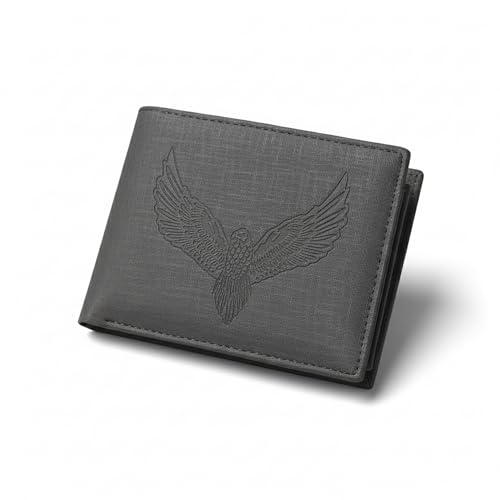 Image of VEMILIO Vegan Leather Wallet for Men | Eagle Print Embossed Premium Bifold Wallet | 3 Card Slots | 2 Cash Compartments | 1 Coin Pocket & 2 Secret Slots | Stylish, Durable & Gift for Men (Eagle, Black)