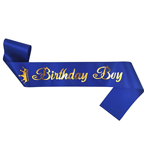 Maticr Glitter First Birthday Crown Baby Boy 1St Bday Party Hat Cake Smash Photo Prop (Large Gold & Royal 1) #TOP2