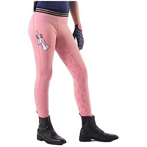 Equipride Children Legging Riding Tight Pull on Breeches with Glitter Waist (as8, Age, 4_Years, Regular, Pink) Cover