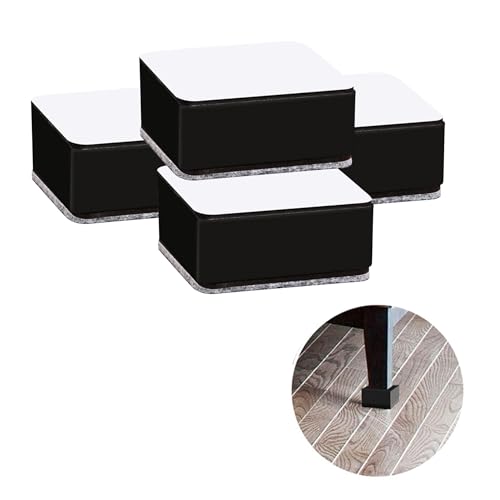 SANLIUBA Elevador Mesa,Tacos Elevadores Cama Elevador de Muebles Autoadhesivo, Elevador de Sofás, Elevador de Muebles de 3cm para Sillas, Armarios, Camas, Mesas(Juego de 4 Piezas Cuadradas Negras)