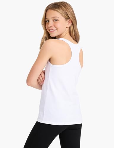 Image of Auranso Girls Tank Tops Cotton Sleeveless Undershirts Athletic Dance Tops