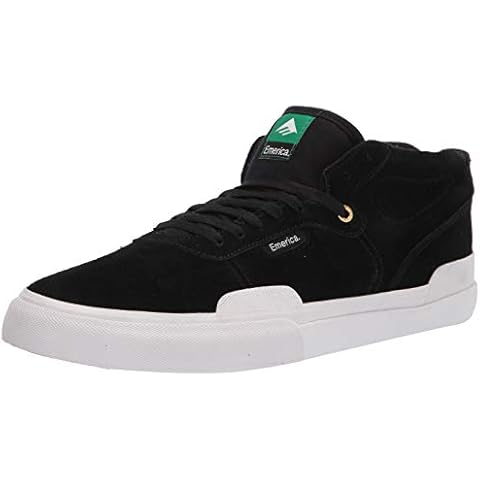 Emerica mens Pillar Mid Top Vulc Skate Shoe, Black/White/Gold, 10.5 US Cover