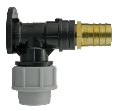 Ap Supplies Black Wall Flange Kit 25Mm Mdpe Set Connectors - Designed For Secure And Efficient Connections With 25Mm Mdpe Pipes. (25Mm Brass Barb)
