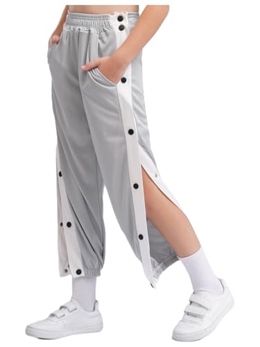 Kids Boys Side Split Press Button Harem Pants with Pockets Contrasting Stripe Loose Hippy Sweatpants