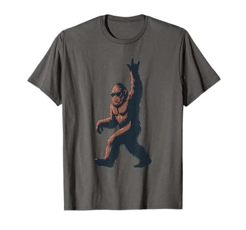 Funny Sasquatch Clothing Sunglasses Rock On Bigfoot T-Shirt
