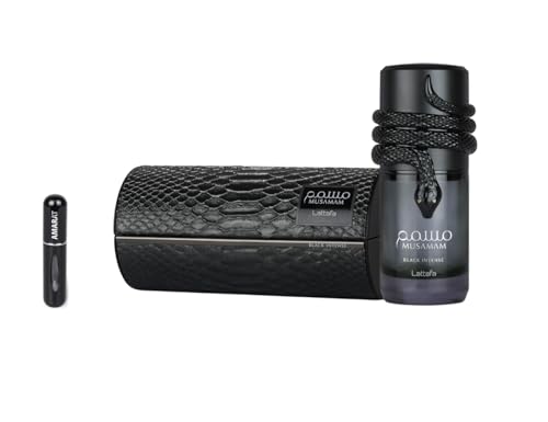 Lattafa Musamam Black Intense Eau de Parfum 100ml, Perfume Árabe Unisex de Larga Duración, Incluye Atomizador Recargable Fragancia Amaderada con Notas de Salvia Cedro y Pachulí (Musamam Black Intense)