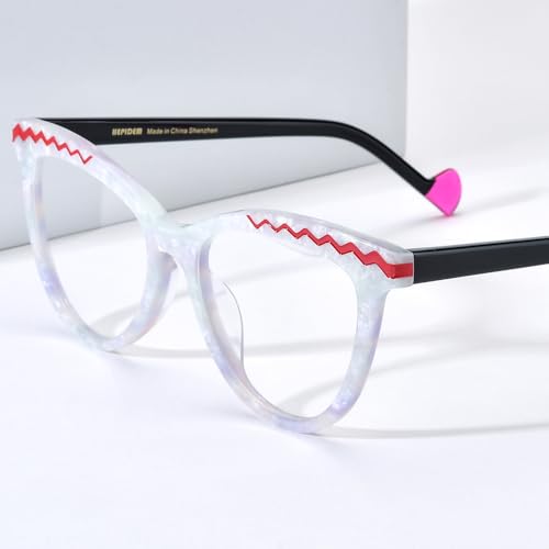 Image of HEPIDEM Multicolor Acetate Glasses Frame Women Cat Eye Eyeglasses Men Optical Spectacles 9291