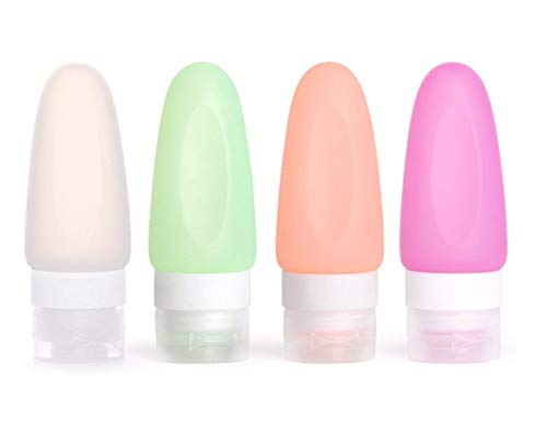 4 Pack-FNSHIP Portable Food Grade Squeeze Silicone Liquid Travel Bottles TSA Approved