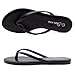 Shoe Land Falema Women's Flip Flops, Casual Thong Sandals, Slip-On Slides, Lightweight Casual Flat Sandals with Cushioned Footbed for Walking, Daily Wear, and Shopping,Black, Size 8.0