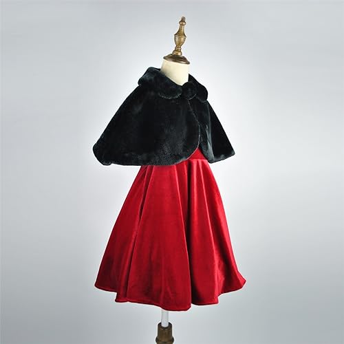 Girls Faux Fu𝐫 Boler𝐨 Shru𝗴 Shawl Kids Cute Comfy Wra𝐩s Princess Cape Cloak Dress Coat Part𝐲 Linking Girls Coat2