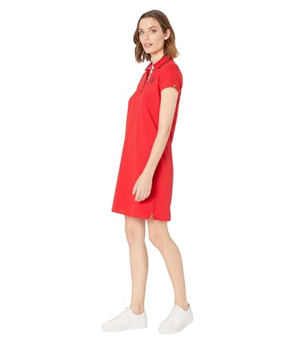 Image of U.S. POLO ASSN. (3008 Solid Polo Dress - Banded Cuffs - Short Sleeves - Straight Hemline - Side Vents Racing Red LG One Size