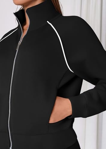 PRETTYGARDEN Womens 2 Piece Outfits Sweatsuits 2025 Fall Full Zip Sweatshirts Workout Pants Matching Lounge Sets Tracksuits4