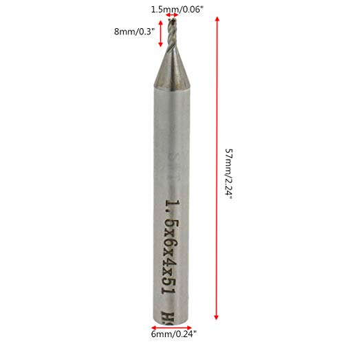 Image of End Mill Cutter CNC Bit 1.5mm Cutting Dia 6mm Shank Dia - Pack of 4