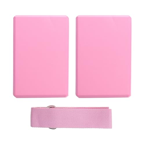 ERINGOGO Kit de Yoga Fitness Banda Elástica de Resistencia y Ladrillos de Yoga Color Rosa Material Ecológico Ligero y Resistente Accesorio Adecuado para Estiramientos y Entrenamiento