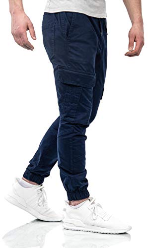 ALESSANDRO SALVARINI AS270 - Pantalones cargo para hombre (tejido largo, muchos bolsillos), azul oscuro, 40W x 30L
