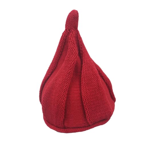 Red Wine Knitted Beanie for Pointy Design Warm and Stylish Winter Hat for Boys and Comfortable Fit Easy to Wash